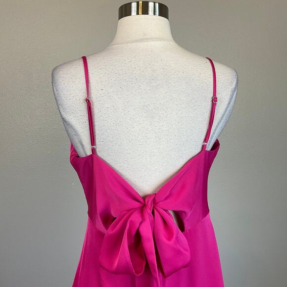 Cut Out Tie Back Evening Gown Colorful Pink Size 8 Thigh Slit Formal by AQUA - Picture 6 of 9